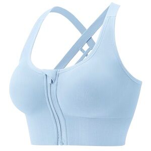 3 PC SET - High-Impact Sports Bras –Breathable Zip-Front Crisscross Back